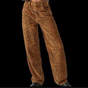 BDG Brown Leopard Print Corduroy Baggy Boyfriend Jeans